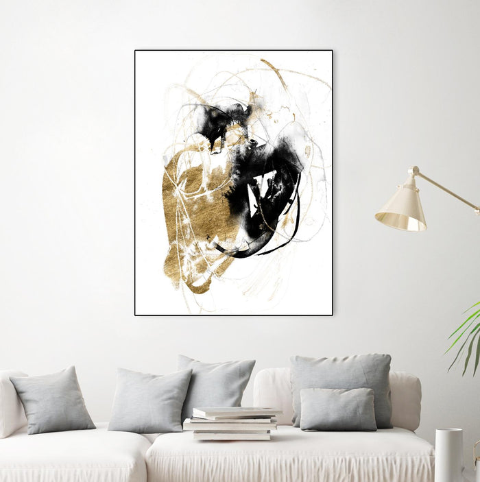 Black & Gold Splash III by Jennifer Goldberger on GIANT ART - metallics abstract