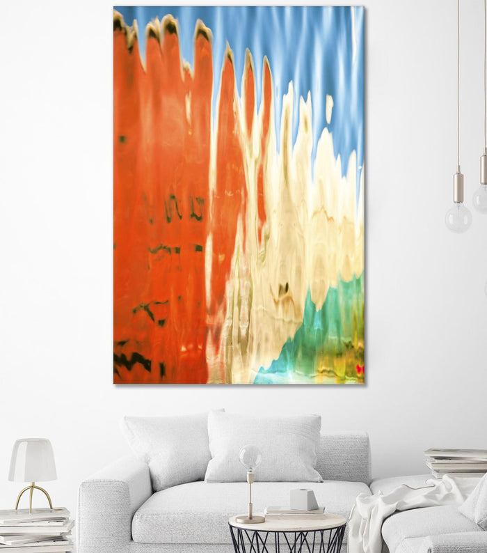 Boats in Reflection by Melissa McClain on GIANT ART - orange abstract