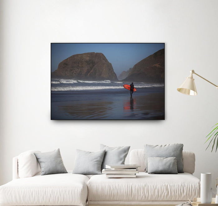 Cannon Beach in the Mist by Aaron Matheson on GIANT ART - blue sea scene