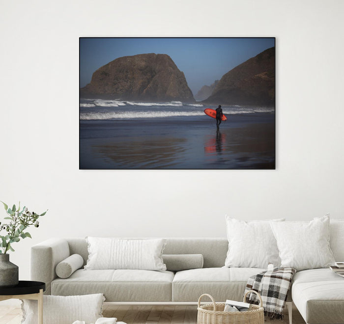 Cannon Beach in the Mist by Aaron Matheson on GIANT ART - blue sea scene