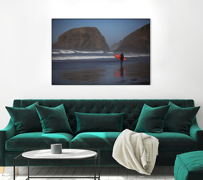 Cannon Beach in the Mist by Aaron Matheson on GIANT ART - blue sea scene