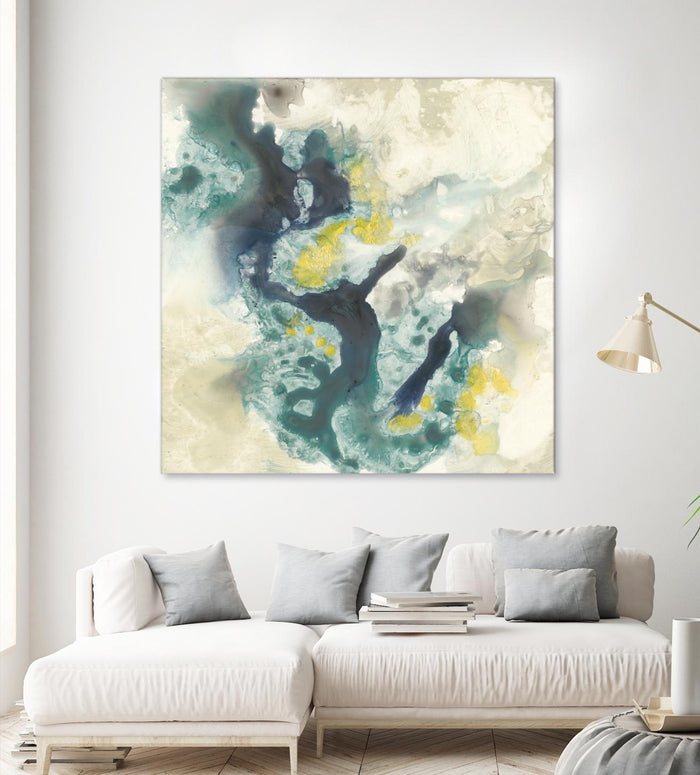 Citron Satellites II by Jennifer Goldberger on GIANT ART - green abstract