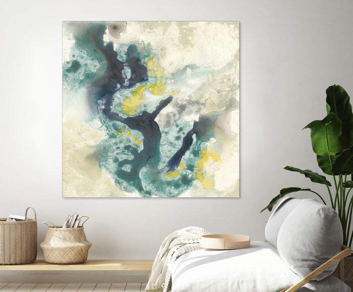 Citron Satellites II by Jennifer Goldberger on GIANT ART - green abstract