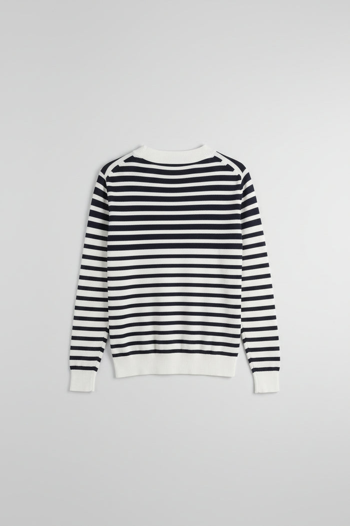 COS (M) Navy-Blue & White Striped Fine-Knit Jumper UK 10 12 EU 38 40 - 100% Cotton