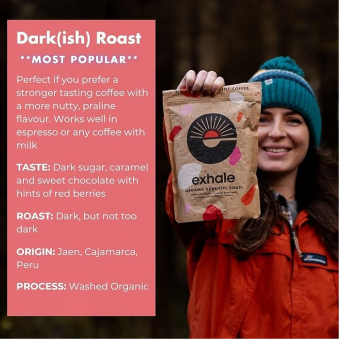 Exhale Organic Darkish Coffee Medium Ground 450g