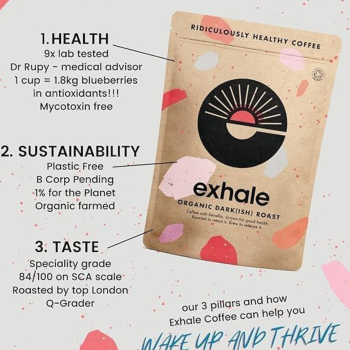 Exhale Organic Darkish Coffee Medium Ground 450g