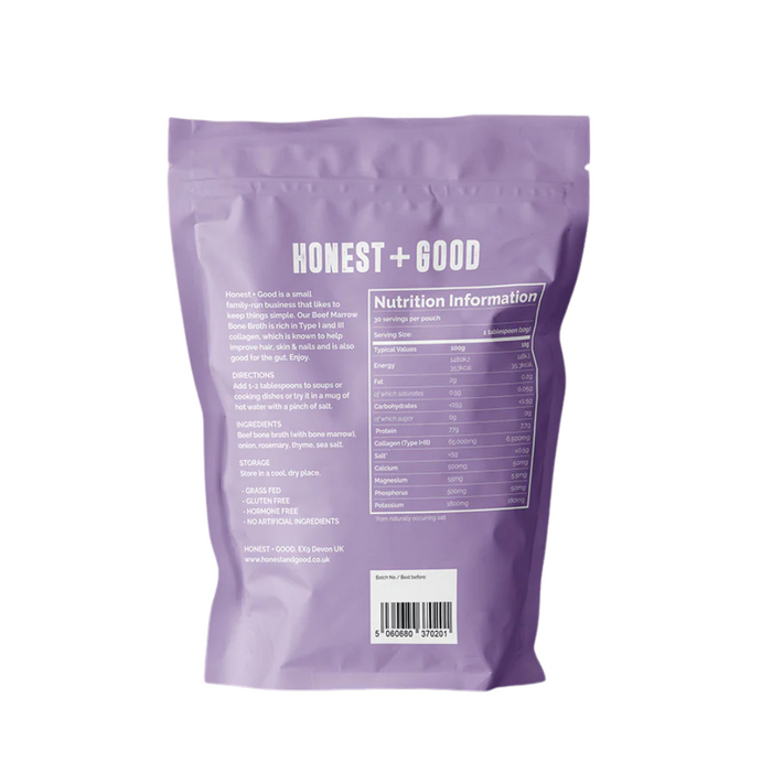 Honest + Good Grass Fed Beef Marrow Bone Broth 300g