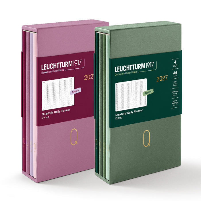 Leuchtturm1917 Quarterly Planner 2027 - Flex Cover - Set of 4 - Shades Of Green - A6 - Dotted
