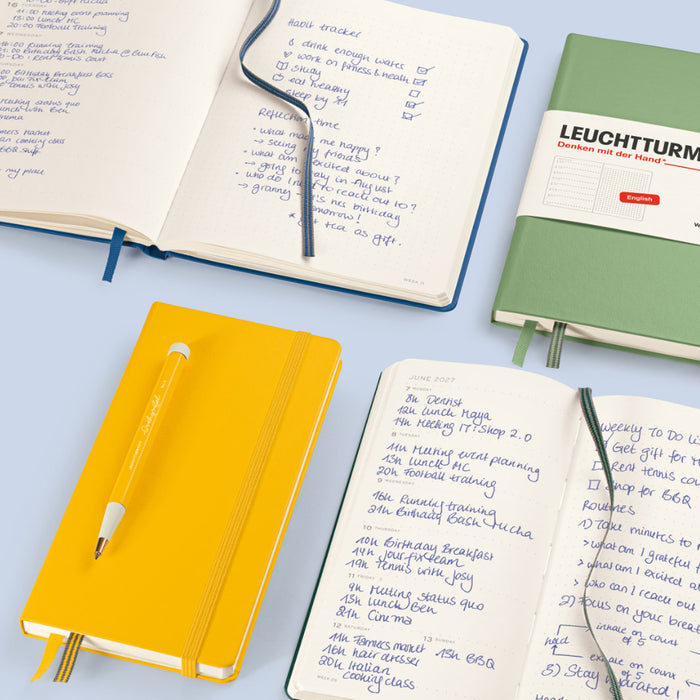 Leuchtturm1917 Weekly Planner & Notebook 2027 - Hard Cover - Black - A5 - Ruled