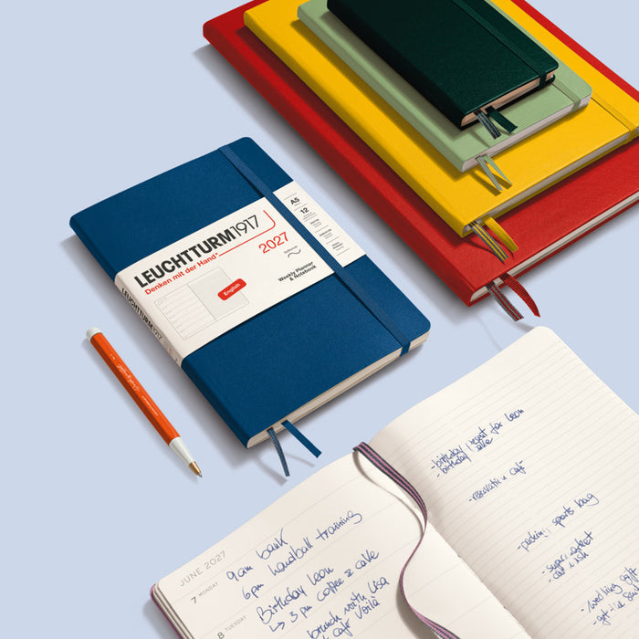 Leuchtturm1917 Weekly Planner & Notebook 2027 - Hard Cover - Black - A5 - Ruled