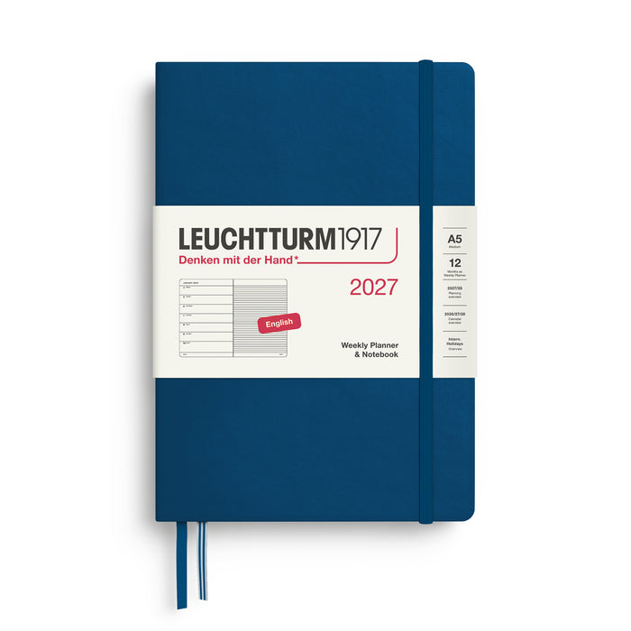 Leuchtturm1917 Weekly Planner & Notebook 2027 - Hard Cover - Indigo - A5 - Ruled