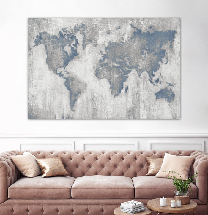 Map Of The World by Liz Jardine on GIANT ART - blue maps