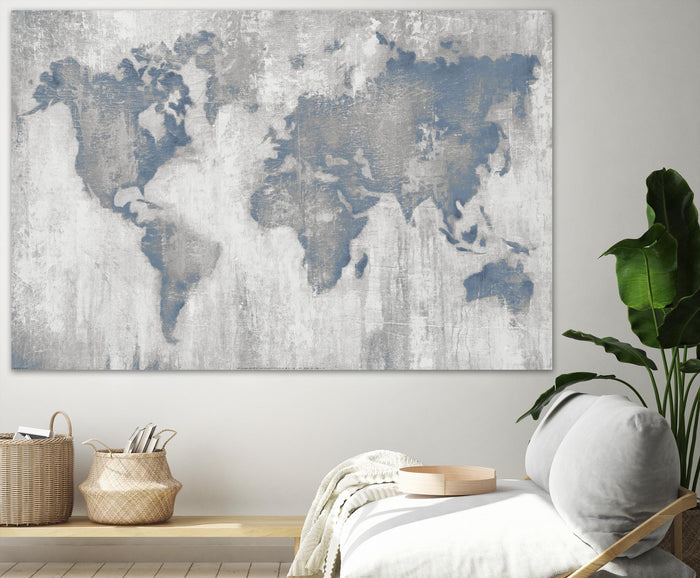 Map Of The World by Liz Jardine on GIANT ART - blue maps
