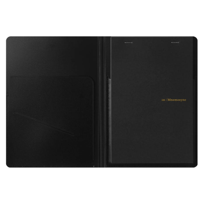 Maruman Mnemosyne HN188A Stapled Black Notepad with Folder - A5 - Squared