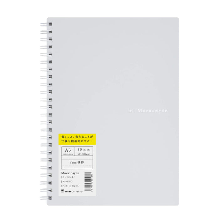 Maruman Mnemosyne N295-51 Spiral Grey Notebook - A5 - Ruled