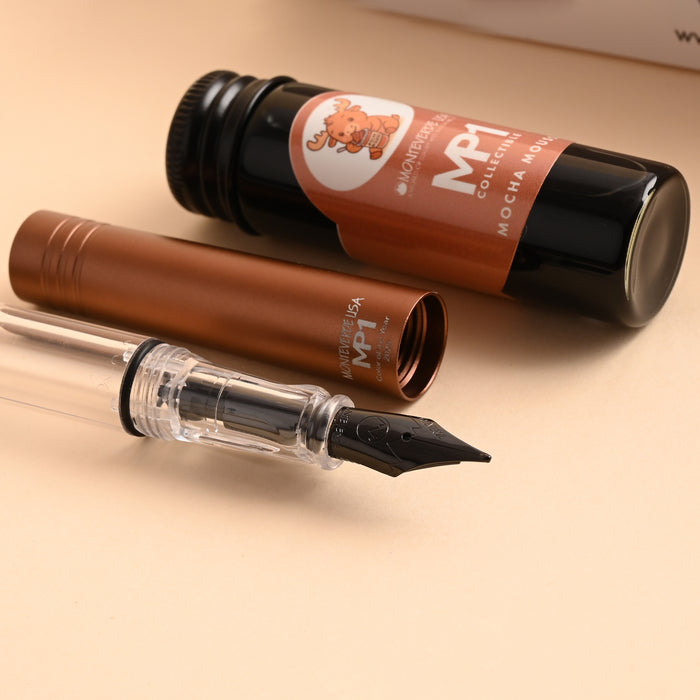 Monteverde MP1 Mocha Mousse Fountain Pen with 15ml Mocha Mousse Ink Bottle 5