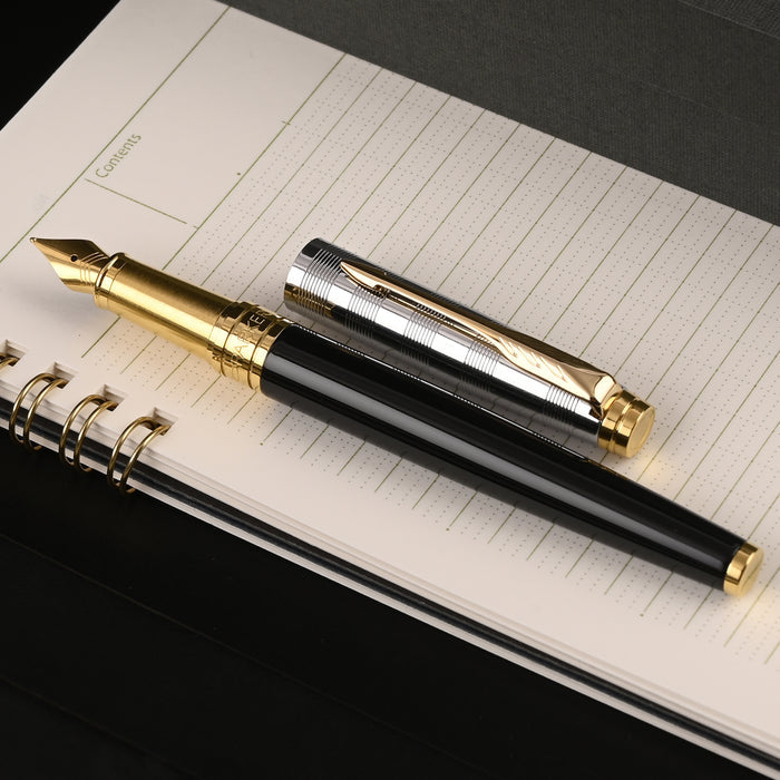 Parker Aster Fountain Pen - Deluxe Black & Chrome GT 8