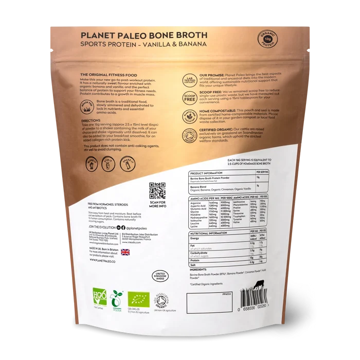 Planet Paleo Bone Broth Protein Powder - Vanilla & Banana 480g