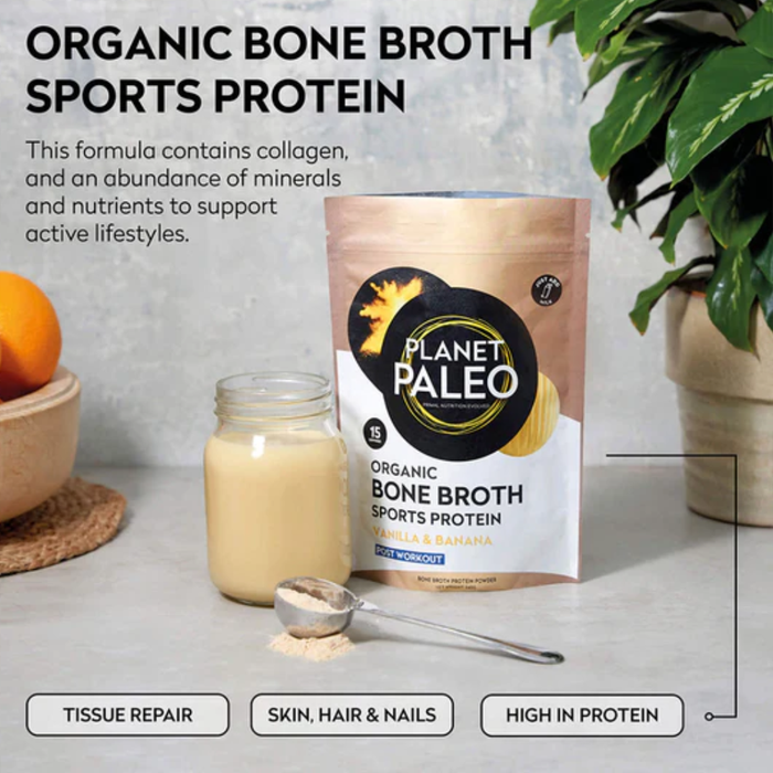 Planet Paleo Bone Broth Protein Powder - Vanilla & Banana 480g
