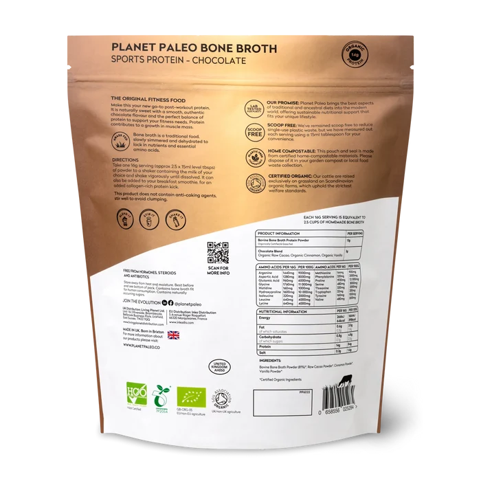 Planet Paleo Bone Broth Protein Powder Chocolate 480g