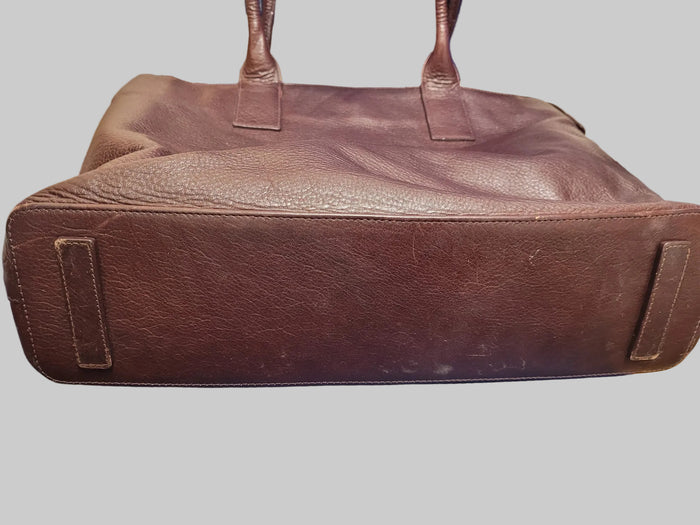 Radley Brown Burgundy Leather Large Shoulder-Bag - Work Travel Handbag Bag - Good Used Condition