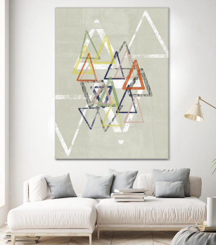 Stamped Triangles II by Jennifer Goldberger on GIANT ART - beige abstract geometrical