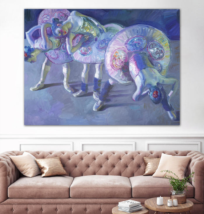 Three Dancers in Grey and Blue by John Asaro on GIANT ART - blue music - dance