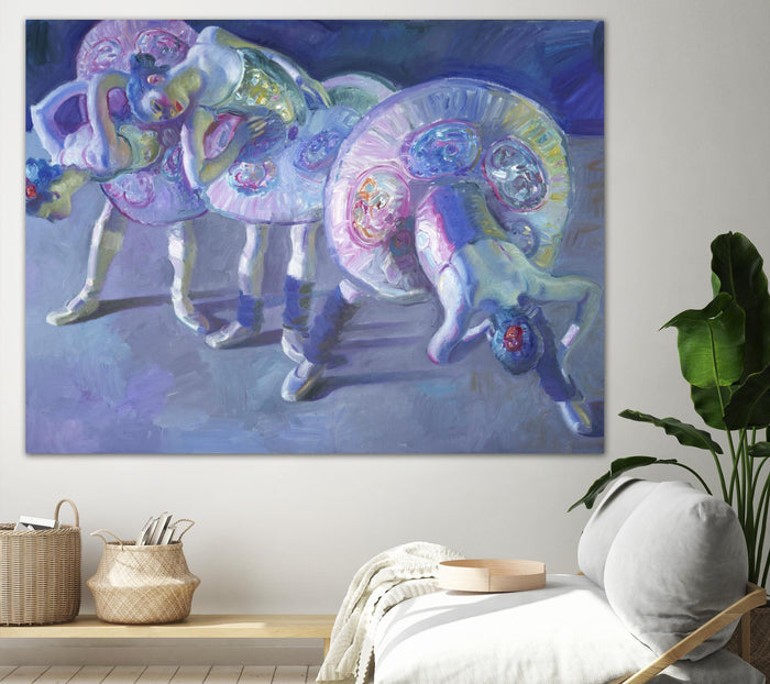 Three Dancers in Grey and Blue by John Asaro on GIANT ART - blue music - dance