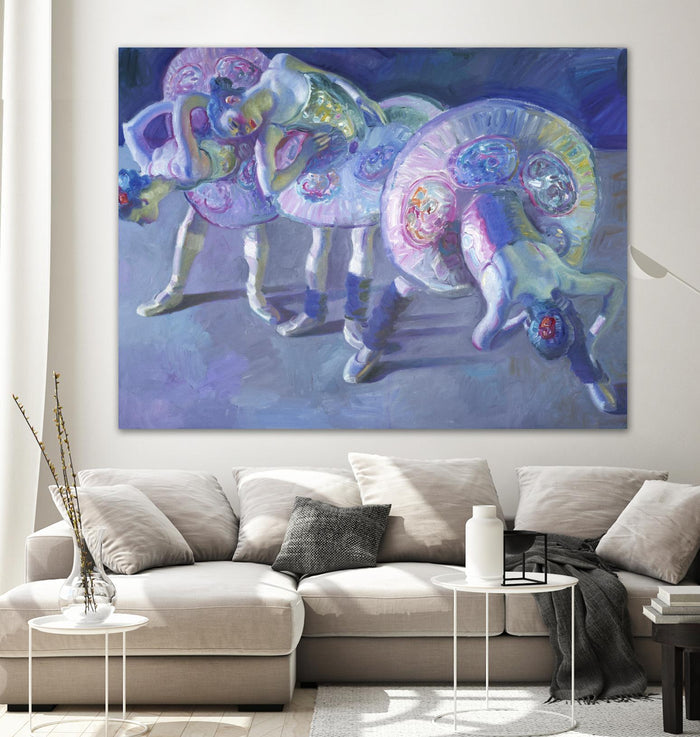 Three Dancers in Grey and Blue by John Asaro on GIANT ART - blue music - dance