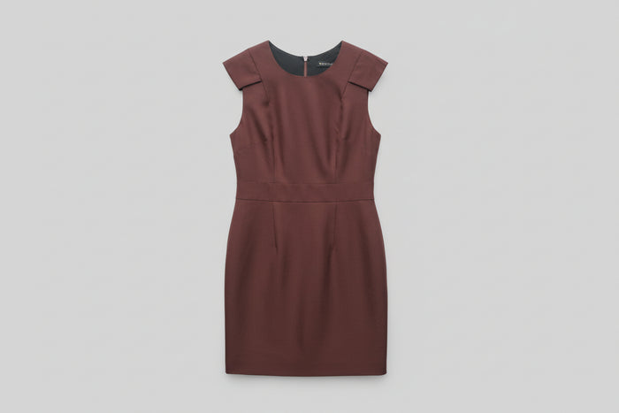 Whistles Brown Wool Pencil Dress UK 10 EU 38 Fitted Wiggle